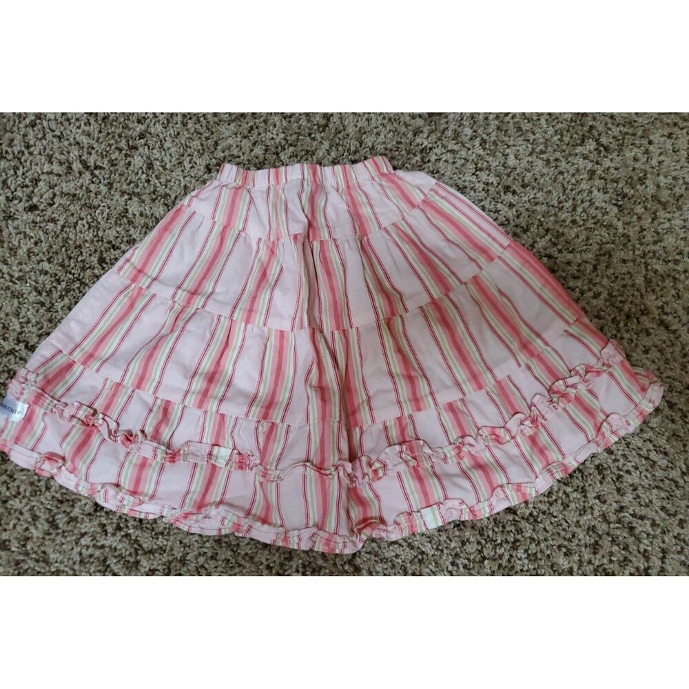 Girl's XS multicolored skirt pull up ruffles striped skirt